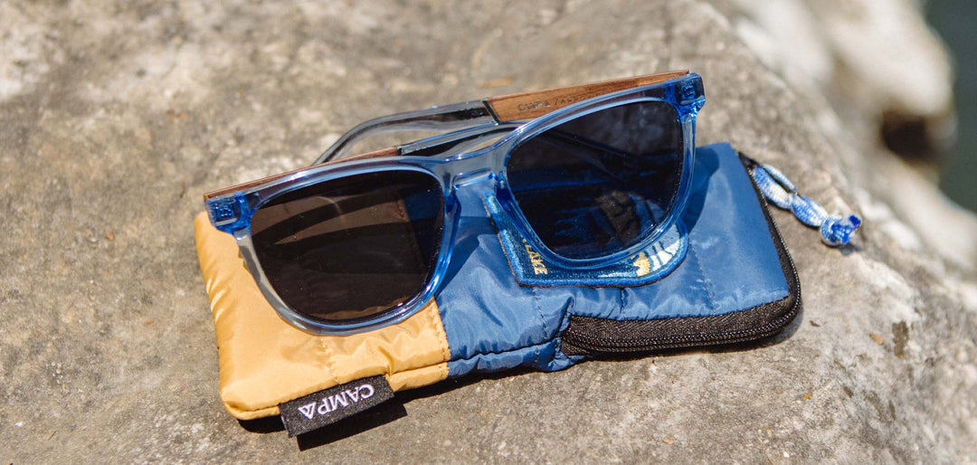 Lake*Engraved Walnut*Basic Polarized Blue + Lake*Engraved Walnut*HD Plus Polarized Blue | CAMP Arrowcrest Lake Sunglasses