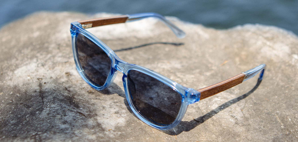 Lake*Engraved Walnut*Basic Polarized Blue + Lake*Engraved Walnut*HD Plus Polarized Blue | CAMP Arrowcrest Lake Sunglasses