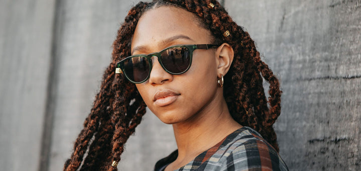 Emerald*Elm Burl*Grey + Emerald*Elm Burl*Grey Polarized | Shwood Francis Acetate Sunglasses Emerald
