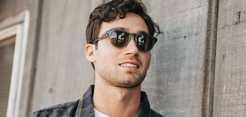 Emerald*Elm Burl*Grey + Emerald*Elm Burl*Grey Polarized | Shwood Francis Acetate Sunglasses Emerald