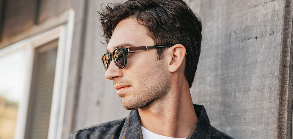Emerald*Elm Burl*Grey + Emerald*Elm Burl*Grey Polarized | Shwood Francis Acetate Sunglasses Emerald