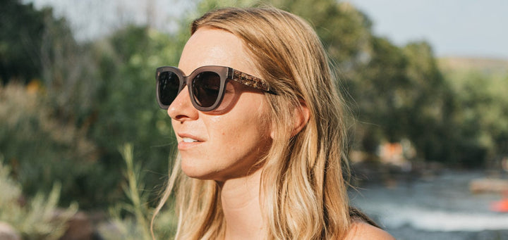 Matte Smoke*Rose Flower*Grey + Matte Smoke*Rose Flower*Grey Polarized | Shwood Lorane Acetate Sunglasses Matte Smoke